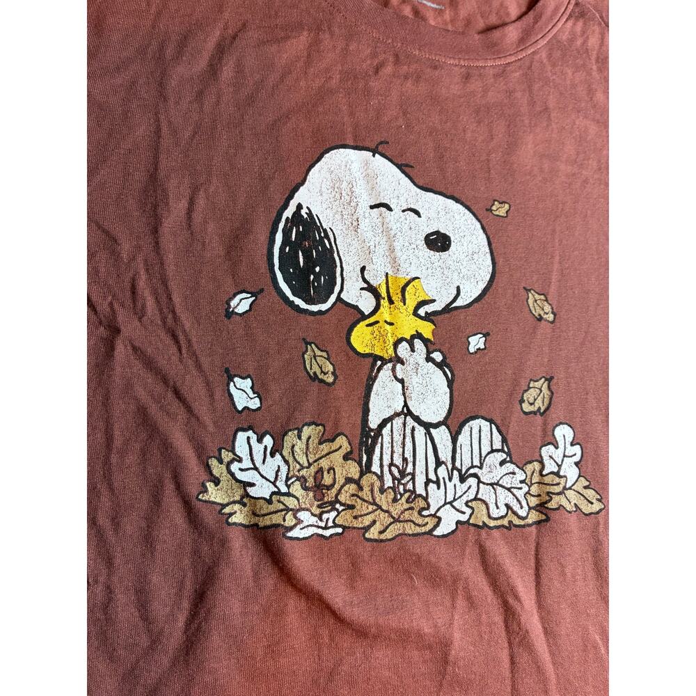 Peanuts Snoopy Woodstock Fall Leaves Graphic T Shirt Brown Adult Large 2025 - Picture 2 of 7